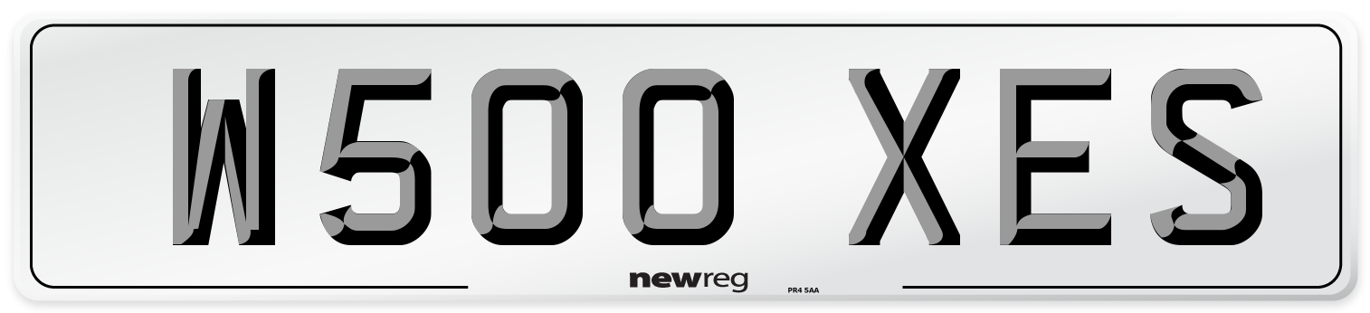W500 XES Number Plate from New Reg